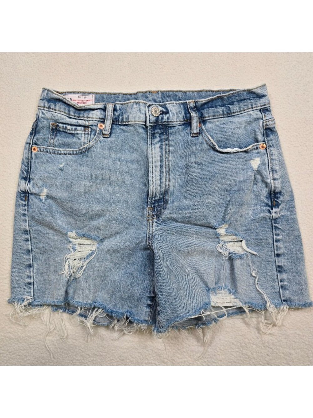 Gap Size 30 10 Womens 90s Loose 5" High Rise Denim Shorts Distressed Light Wash - Picture 1 of 5